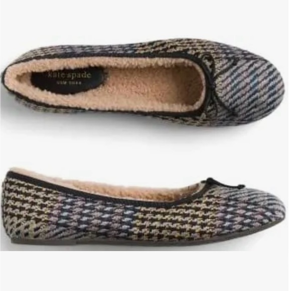 NIB Kate Spade New York Honey Shearling Grey Multi Ballet Flats size 9B - Picture 8 of 9